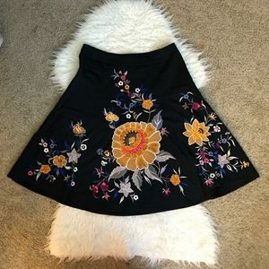 French Connection floral embroidered a-line skirt
